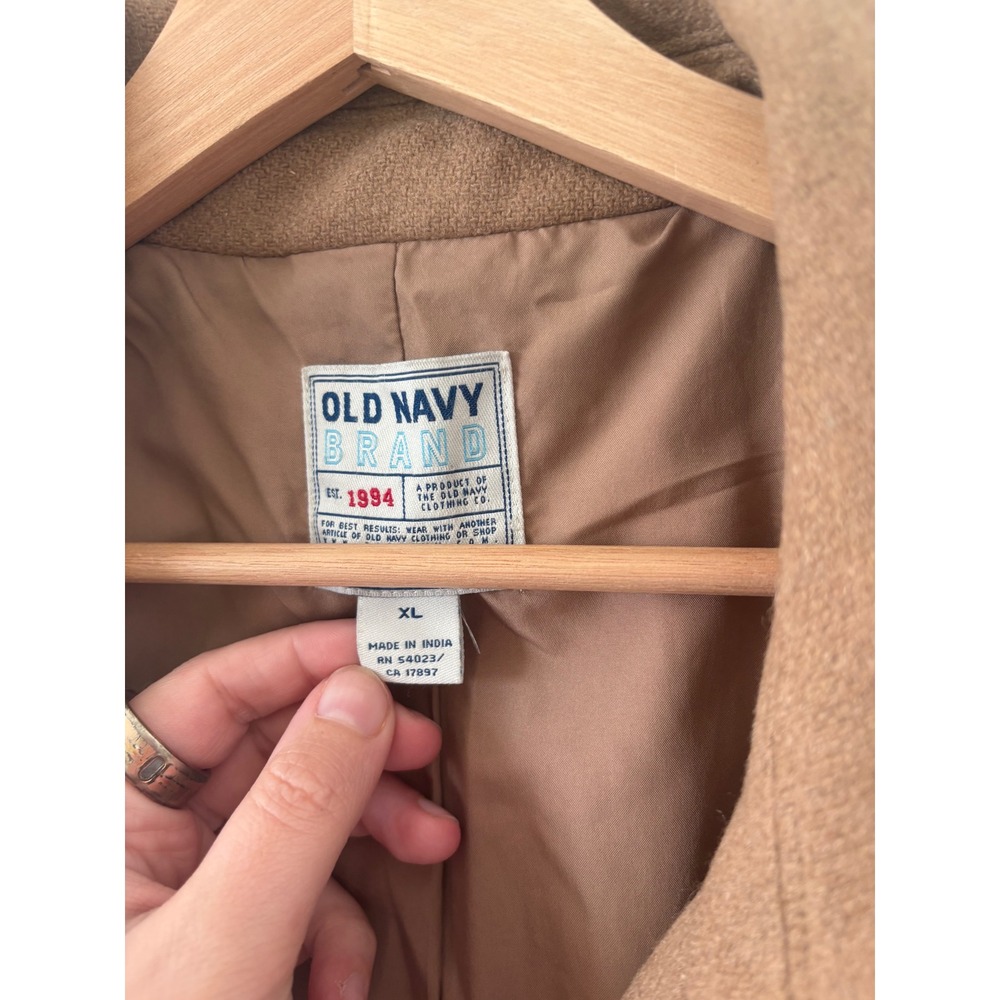 Women's Old Navy Tan Wool Blend Pea Coat – Size XL - Picture 3 of 6
